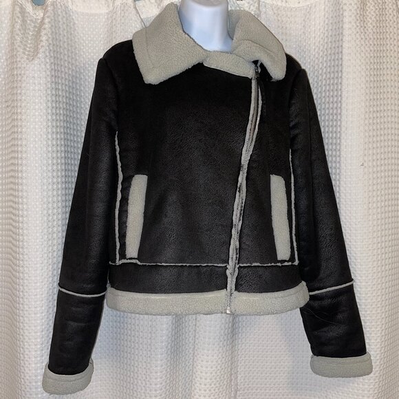 Altar’d State Black Faux Shearling Leather Jacket – Women’s Size M (Medium) - Picture 1 of 9